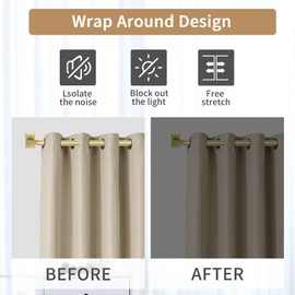 ZYRW Gold Wrap Around Curtain Rod for Windows 28-48 Inches, Room Darkening Drapery Rod, Heavy Duty Blackout Curtain Rod, Modern Decorative Curtain Rod, Gold