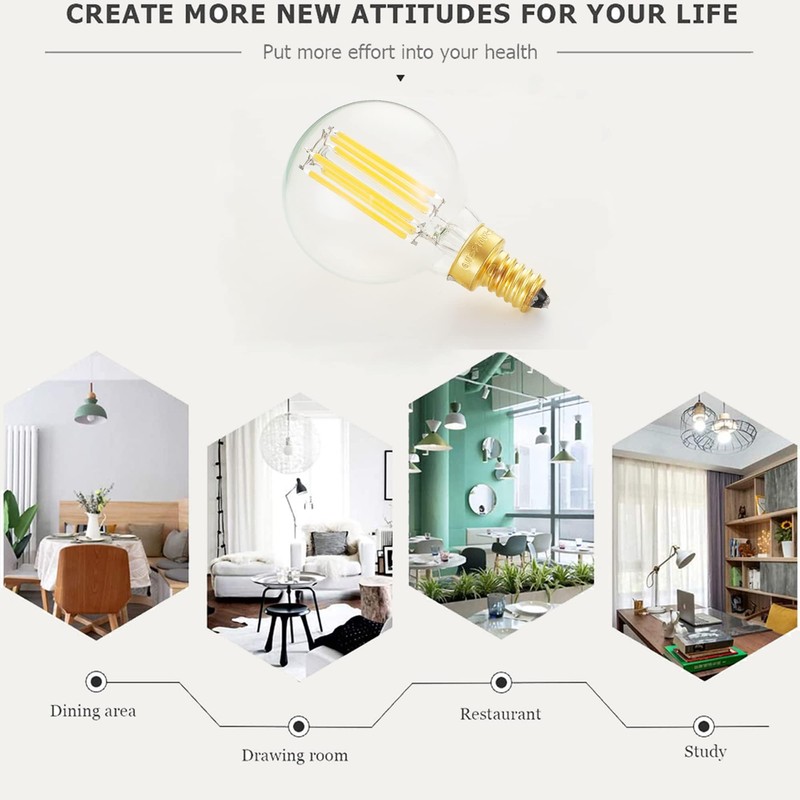 LEOOLS e12 led dimmable g16.5 Light Bulb 6W Equal 60