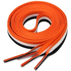 YJRVFINE Colored Flat Shoe Laces: Wide Block Color Shoelaces for Sneakers Black White Orange 1 Pair 51 Inch