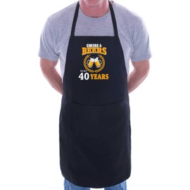 Print4U Cheers & Beers 40th Birthday Apron 40 Year Old Gift Birthday Present Black