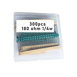 Jiefafa 180 1/4W, 180R1/4W, 180 ohm, 180 R 1/4W, 180Ωresistor, 180 ohm resistor, 180 ohm Metal resistor, 180 R Metal Film resistors 1/4w(0.25w) 1% tolerance 0.01 MF Metal Film Fixed Resistor 300 pcs