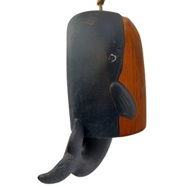 OnHoliday Hand-Painted Stoneware Wind Chime Bell Blue Whale Hanging Christmas Tree Ornament
