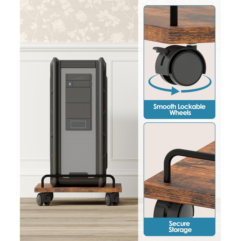 Akxomel Mobile CPU Stand, Computer Tower Stand with 4 Caster