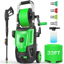 4800 PSI Pressure Cleaner- 4.0 GPM High Power Cleaner with 33FT Hose Reel, 4 Spray Tips and Soap Bottle for Car Washing, Fence Cleaning, Patio Maintenance（Upgraded）(Light Green)