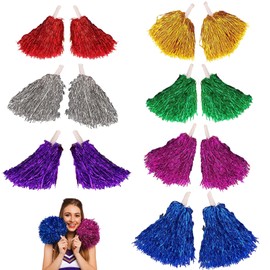 Cheerleader Pompons, 14 Stücke Pompoms Cheerleading, Für Sportveranstaltungen Tanzpartys Schulfeiern Ballspiele Karnevalspartys Verwendet（Gold Rot Silber Blau Lila Grün Rosa）
