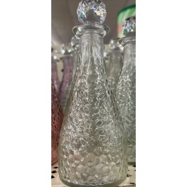 Unbranded Decorative Hammered Glass Bottles with Stoppers   6.875 x 2.625 in.