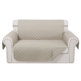 Luxshare Home Reversible Loveseat Sofa Covers Couch Cover Furniture Protector(Loveseat Small,Beige/Beige)