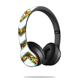 MightySkins Skin Compatible with Beats Solo2 Headphones – Glitzy Chevron | Protective, Durable, and Unique Vinyl Decal wrap Cover | Easy to Apply, Remove, and Change Styles | Made in The USA