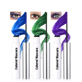 Ultra-Fine Waterproof Mascara for Short Lash, 3Pcs Blue Green Purple Colored Mascara Volume & Length, Long Wear Smudge-Proof Non-Clumping, High Pigment Curl Lengthening Lashes, Makeup Set for Cosplay