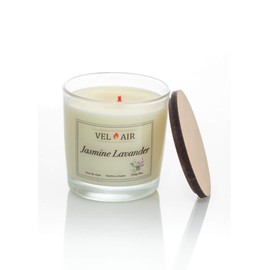 VEL AIR Vela Aromática Jazmín Lavanda 250 gr/ 9 oz. de cera de soya, ecologicas, Velas Aromaticas, Velas Decorativas, Velas relajantes.