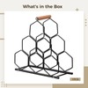 Creative Honeycomb Wine Rack, Black Metal and Wood Wine Cabinet,
