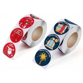 1000 PCS Round Merry Christmas Stickers, Peanuts Christmas Stickers Crafts,1.5-Inch Christmas Stickers for Cards, Kids, Gifts, Christmas Decorations Stickers, Cute Christmas Stickers