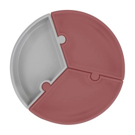 MinikOiOi 101050060 Plate Puzzle Separable Plate with 3 Separable Sections and Red and Grey Suction Cups