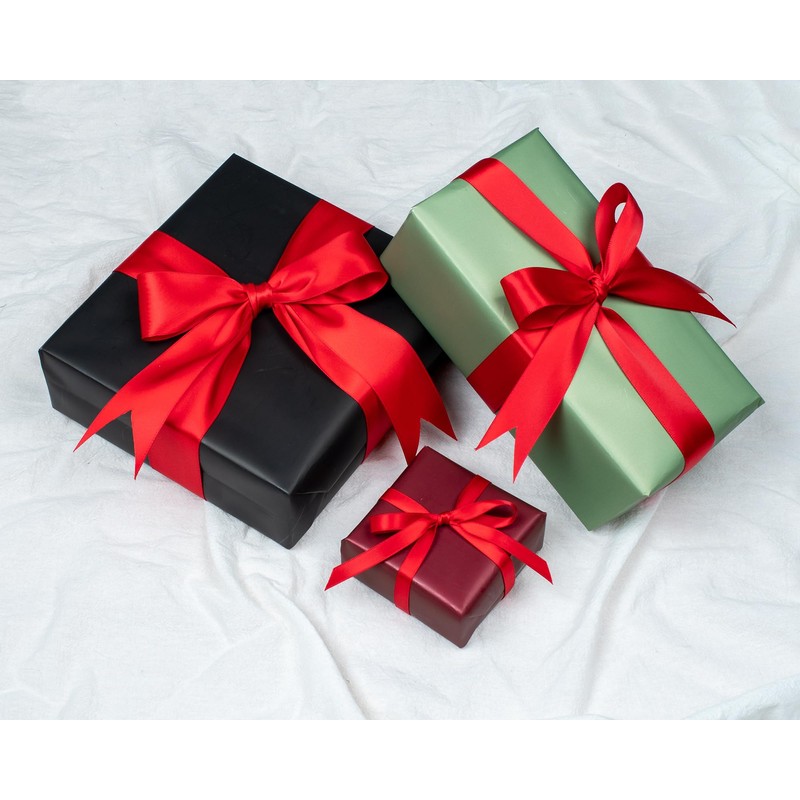 Double Faced Red Satin Ribbon,3/8” x Continuous 100 Yards,Fabric Ribbon