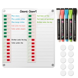 Transparent Magnetic Chore Chart – Erasable Dry Erase Board Calendar for Fridge – Includes 5 Fine-Tip Markers & Adhesive Strips – to-Do List Planner for Home Organization