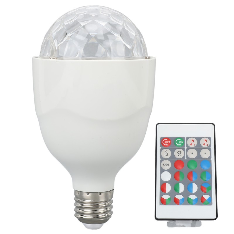Disco Ball Lamp Bulb E27 Sound Activated Remote Control RGB