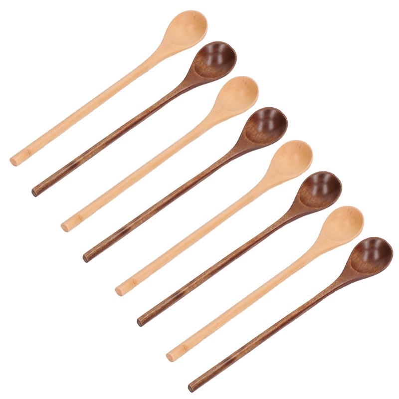 8 Pcs Wooden Spoon Beech Wood Safe Environmentally Friendly Wooden