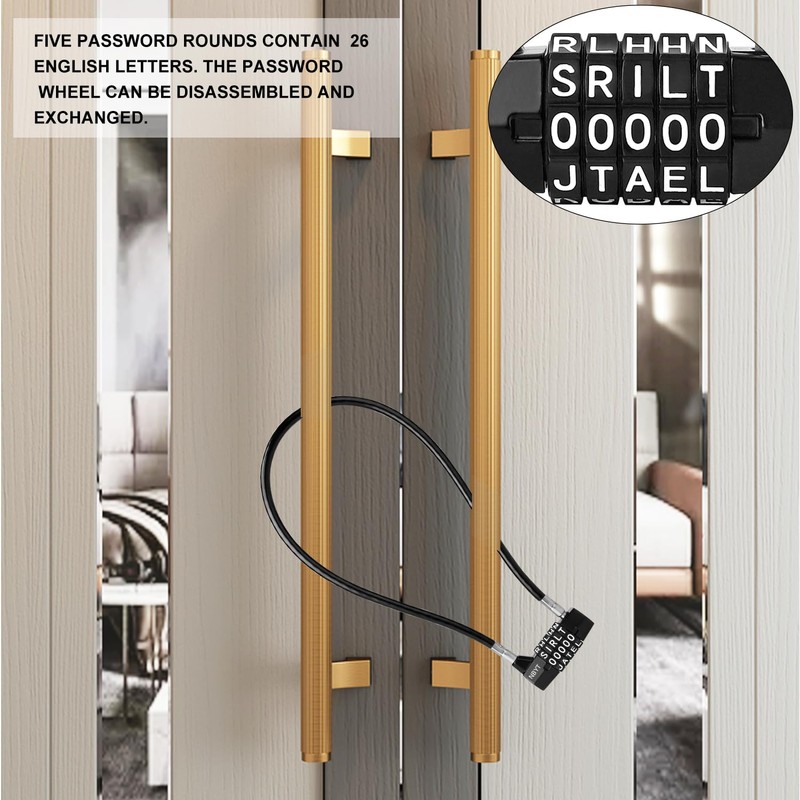 NBYT 5-Word Resettable Combination Lock, Letter Lock- Home Security Padlock
