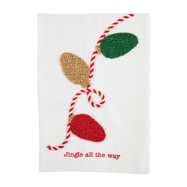 Mud Pie Christmas Bead Towel, Lights, 21" x 14"
