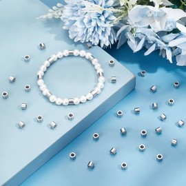UNICRAFTALE about 150Pcs Stainless Steel Column Spacer Beads Tube Spacer Beads Smooth Beads Metal Connector Loose Beads Small Beads for DIY Wrist Bracelet Anklet Necklace Jewelry Making 3mm Hole