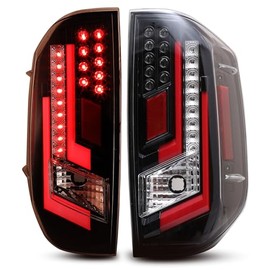 HEADLIGHTSDEPOT Black LED Tail Light Set With Clear Lens and Red Glow Bar Compatible With Toyota Tundra 2014-2021
