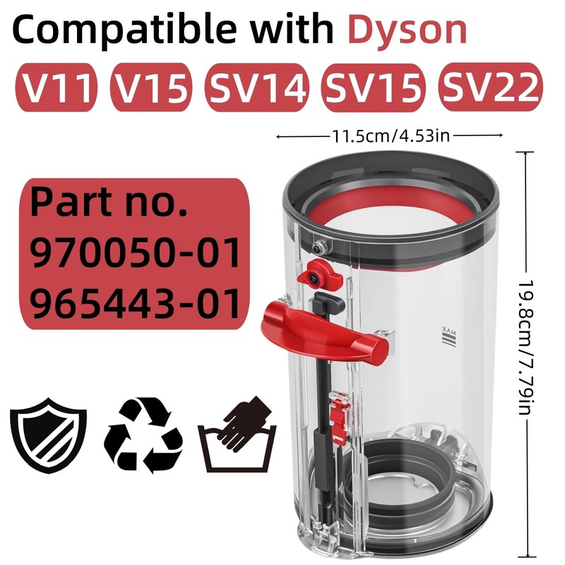 Canister Dust Bin and Filter Replacement Compatible With Dyson V11,