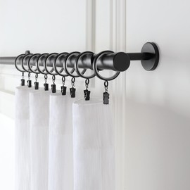 MODE Cambria® Designer Series - Premium 8 foot Custom Curtain Rod - 1-1/8 inch Large Diameter - Non-Adjustable for a Seamless Look - Premium Designer Brackets and End Caps - Satin Black Finish