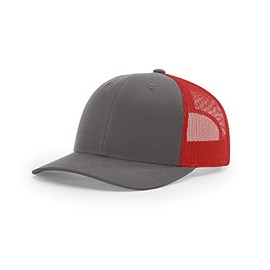 RICHARDSON 115 Snapback Truckers Cap w/THP Hat Brush | Charcoal/Red, Adjustable