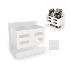 Toothbrush Holders for Bathrooms, Electric Toothbrush and Toothpaste Holder, Razor Holder for Shower, Toothbrush Holders Wall Mounted, Space Saving for Bathroom (White)