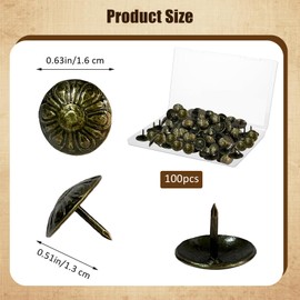 ZGWANSUI 5/8 Inch Upholstery Tacks for Furniture with Box, 100Pcs Daisy Decorative Tacks Nail Heads, Antique Thumb Tacks for Wood, Upholstery Nails Pins Pushpin for Sofa Decor DIY Supplies