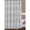 Decorative Fabric Shower Curtain: Teal Pink Grey Damask Design