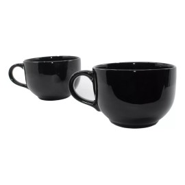 Taza Cerámica Jumbo Grande 740 Ml Negra 6 Pzs Color Negro