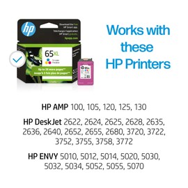 HP HP 65XL Tri-color High-yield Ink Cartridge | Works with HP AMP 100 Series, HP DeskJet 2600, 3700 Series, HP ENVY 5000 Series | Eligible for Instant Ink | N9K03AN