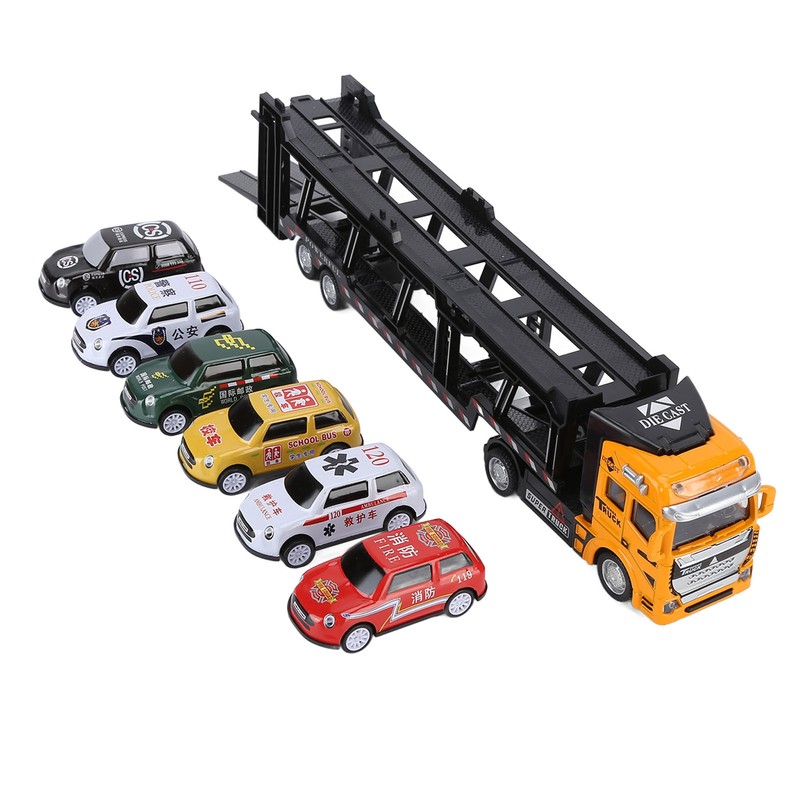 Carrier Truck Toy Model Alloy Detachable Six Car Kids Transport