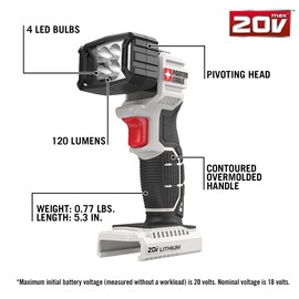 PORTER-CABLE 20V MAX LED Work Light, Black, 7.34 Inch.