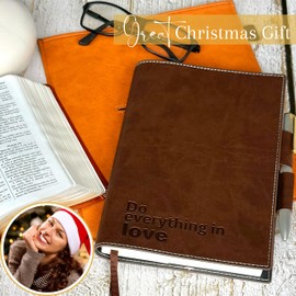 SETTINI® Refillable Christian Journal - Christmas Gift - Do Everything in Love Brown Notebook with Premium Pen, A5 (8.75 x 6 inches), 256 Pages of 100gsm Lined Paper, Beautiful Gift Box Included