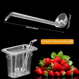 12 Pieces Clear Small Ladle 7 Inches 1 oz Plastic Dressing and Sauces Ladle Long Handle Punch Acrylic Ladles Clear Serving Spoon for Dressing Soup Jam Fruit Juices Cocktail Parties