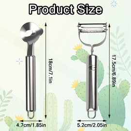 LLMSIX 2pcs Cactus Peeler Tools, Cactus Peeler Spoon, Stainless Steel Peelers Cactus and Vegetable, Noodle Slicer with Hole for Making Noodles Fruits Vegetables Remove Peel