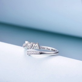YAFEINI Mom Rings 925 Sterling Silver Mother Rings Mother Ring Women Jewelry for Mum Christmas Ornaments Gifts, Sterling Silver