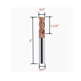 LAHDYFHOE 2 Pcs 4 Flutes Carbide 3/4” Dia 3/4'' Shank Ball Nose End Mill, 4-Edge CNC Milling Bits Cutter Iron-HRC55 - TISIN Coated Bits Set CNC Router Bits (2pcs Ball Nose 3/4” End Mills)