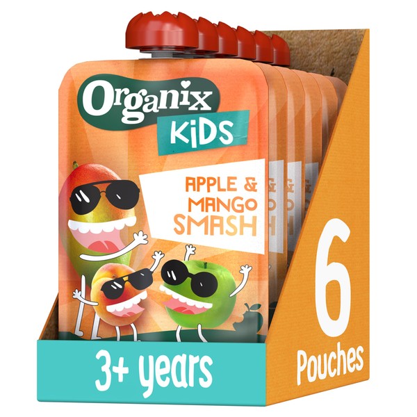 Organix Kids Mango & Apple Organic Smash Pouch 3+ Years 100 g (Pack of 6)