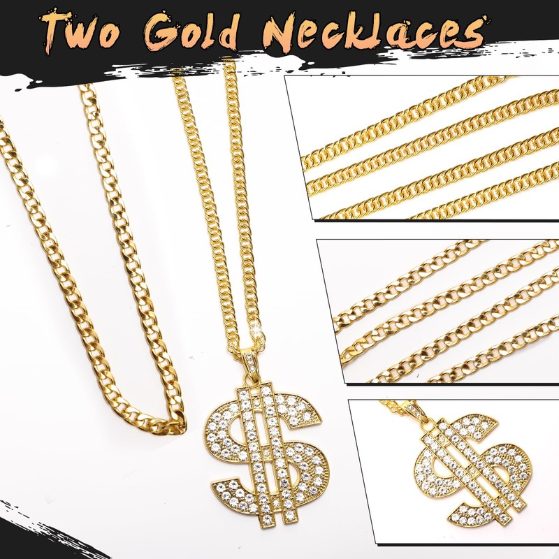 Zhaoyao 8Pcs Rapper Accessories, 80s 90s Hip Hop Costume Kit