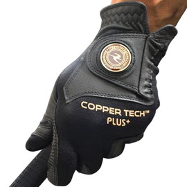 Copper Tech Men's Golf Gloves - Optimal Wrist Support with Copper Infused Thread - 100% AAA Synthetic Tacky Leather - Perfect for Summer & Fall Golfing - Golf Gloves Men (Hand Orientation: Both Hand)