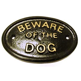 "BEWARE OF THE DOG" WALL/GATE PLAQUE BLACK - KEEP UNWANTED PEOPLE AWAY