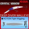 Yo-Zuri Crystal Minnow Deep Diver Walleye Floating Lure, 5 1/4",