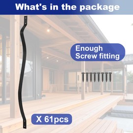 Sidasu 61-Pack 32.25 Inch Metal Balusters, Staircase Spindles With Screws, Wavy Iron Railing for Outdoor Stair Deck Porch