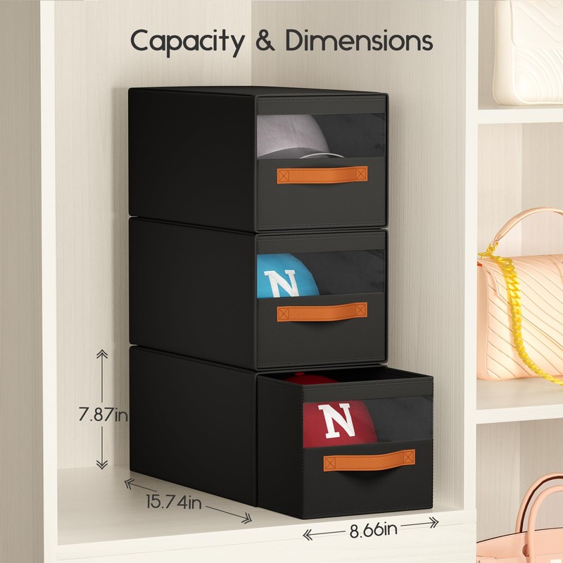 Homsorout Hat Organizer for Baseball Caps - 3 Pack Pull-Out