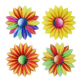 4PCS Metal Flowers Wall Decor, Outdoor Metals Flower Wall Art, 7.9in Metals Wall Flowers for Indoor Outside Home, Metal Wall Decor Art Garden Yard Outdoor Hanging Decoration（slower)