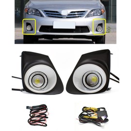 ECAHAYAKU Front Bumper LED Fog Light Fit For 2011-2013 Toyota Corolla LED DRL Daytime Running Light With Amber Turn Signal Light