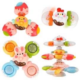 Vanmor 12 PCS DIY Stackable Suction Cup Spinner Toy for Baby, 3 PCS Suction Spinner Toys for Babies 12-18 Months, Baby Suction Toy for Window High Chair Tray Table Sensory Toys for Toddlers 1-3 Gifts
